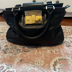 Tory Burch Black Satchel with Gold Hardware